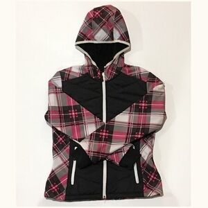 Girl's Pink Plaid Hooded Full‎ Zip Winter Coat Jacket Large 14/16 Thick Outdoor